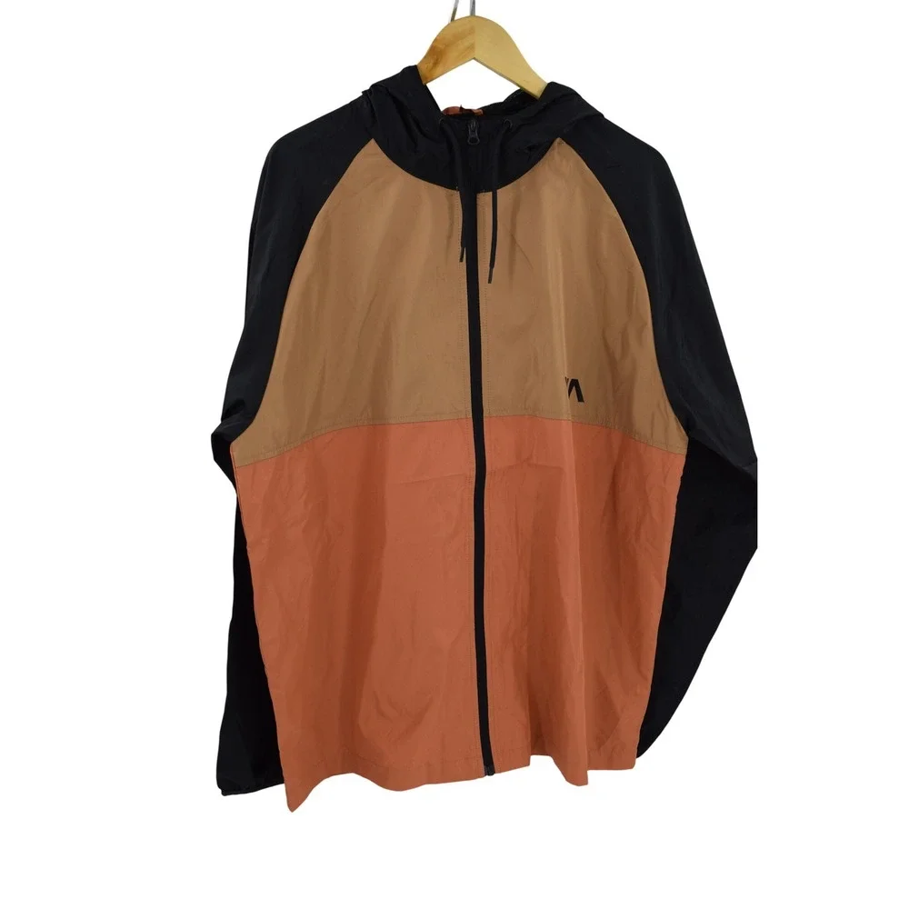 RVCA Ryder Jacket Mens Large Windbreaker Full Zip Hooded Color‎ Block